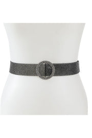 Circle Point Buckle Pave Pin Rhinestone Belt