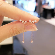 Gold Zircon Chain Earring