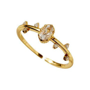 925 Sterling Silver Leaf Zircon Ring