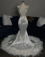 Elegant White Beaded Sweetheart Long Prom Dress