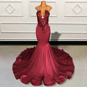 Sparkly Sexy Sheer Mesh Sequin Mermaid Prom Dress