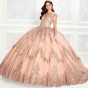 Luxury Lace Beads Scoop Neck Corset Quinceanera Dress