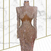 Heavily Beaded robe de soiree Luxury de mariage vestido de fiesta de boda Long Sleeves suknie wieczorowe