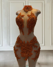 High Neck Luxury Diamond Beading Birthday Dress