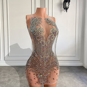 Luxury Beaded Crystals Silver Birthday Dress