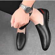 Men's Soft Driving Genuine Pu Leather Shoes Handmade Slip On Flat Boat