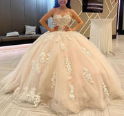 Light Champagne Strapless Sweetheart Quinceanera Dress
