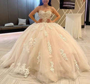 Light Champagne Strapless Sweetheart Quinceanera Dress