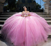 Pearly Off The Shoulder Quinceanera Ball Gown