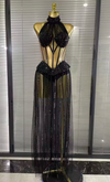 Tiana sheer rhinestone mesh bodycon bodysuit with sparkling embellishments