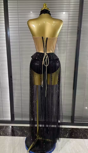 Tiana sheer rhinestone mesh bodycon bodysuit with sparkling embellishments
