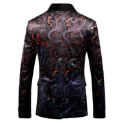 Luxury midnight brocade men’s suit and pants with rich textured fabric for formal or event wear
