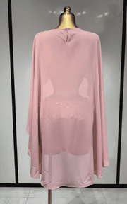 Carole sexy sparkly sequin flower cloak two piece set. See-through party dress for birthdays, stage performance, and evening events.