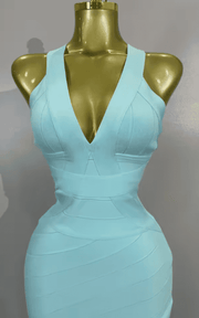 Trisha elegant V-neck tassel bodycon bandage dress for women. Perfect for birthdays, club nights, and evening party celebrity-inspired looks.