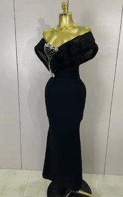 Janiya off shoulder beaded bodycon bandage maxi dress for women. Elegant luxury dress for evening parties, birthdays, and club events.