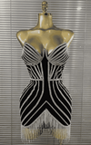Luna Black Strapless Diamond Chain Bodycon Mini Dress