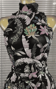 Sheryl Off Shoulder Floral Embroidered Bodycon Long Dress