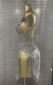 Regina Rhinestone Mesh See Through Performance Bodysuit