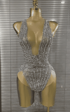 Regina Rhinestone Mesh See Through Performance Bodysuit