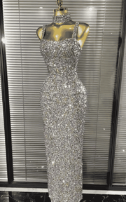 Shayna colorful sequin bodycon long gown for women. Elegant sleeveless dress for birthdays, cocktail parties, and evening events.