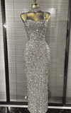 Shayna colorful sequin bodycon long gown for women. Elegant sleeveless dress for birthdays, cocktail parties, and evening events.