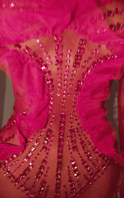Sexy sparkly rhinestone see-through jumpsuit with long sleeves and fitted mesh design. Perfect for parties, nightlife, and glam evening looks.