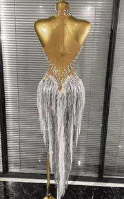 Lucy off shoulder sequin beaded bodycon midi dress for women. Elegant outfit for birthdays, photoshoots, and evening events.