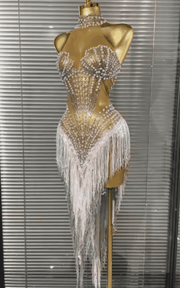 Lucy Off Shoulder Sequin Beaded Bodycon Midi Dress