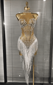 Lucy Off Shoulder Sequin Beaded Bodycon Midi Dress