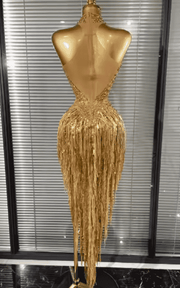 Lucy Off Shoulder Sequin Beaded Bodycon Midi Dress