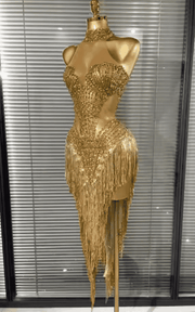 Lucy Off Shoulder Sequin Beaded Bodycon Midi Dress