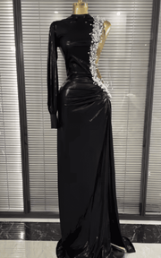 Trixie One Shoulder Beaded Long Sleeve Bodycon Maxi Gown