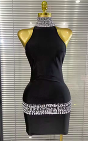 Shine in the Sweyn crystal bodycon mini dress. Sexy backless off-the-shoulder party dress for birthdays, cocktails, and special events.