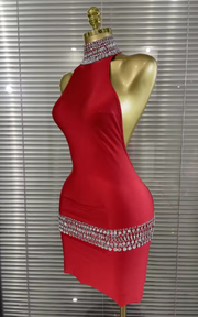 Shine in the Sweyn crystal bodycon mini dress. Sexy backless off-the-shoulder party dress for birthdays, cocktails, and special events.