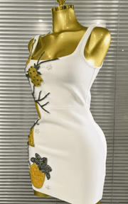 Kai Sleeveless O-Neck Beaded Bodycon Mini Bandage Dress for Women