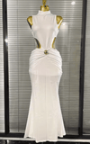 Yolanda off-shoulder hollow waist bodycon long dress for evening party and date night styling
