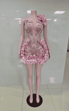 Cascading Ruffle Beaded Mini Cocktail Dress for Birthday Parties
