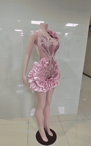 Cascading Ruffle Beaded Mini Cocktail Dress for Birthday Parties