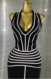 Celine black halter neck backless maxi bodycon bandage dress for birthdays and special occasions