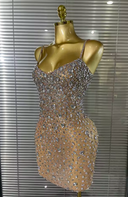 Envious Designs Yanna crystal sexy strap mesh see-through bodycon mini dress for birthday and nightclub styling