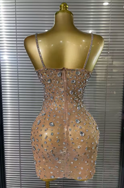 Envious Designs Yanna crystal sexy strap mesh see-through bodycon mini dress for birthday and nightclub styling