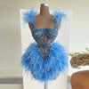 Luxury Feathers Crystal Beading Birthday Dress
