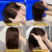 Chocolate brown bob glueless wig – 4x4 Brazilian straight human hair lace front, ready-to-wear natural wig for women