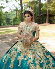 Luxury Mexican Quinceanera Dresses Crystal Beads Lace Applique Sweet 16 Dress Off the Shoulder vestidos de XV 15 anos