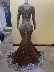 Prom Dress Crystal Beading Mermaid Zipper Back