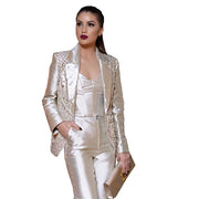 Luxury Crystal Beads Tuxedos  Women Blazer and Pants Set 2 Pieces