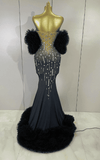 Yvonne sparkly diamond strapless stretch gown for women. Elegant long dress for birthdays, prom, cocktails, and evening events.