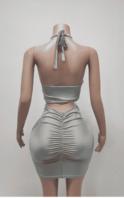 Halter See-Through Beaded Crystal Birthday Party Dress