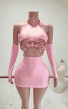 Rhinestone Mini Bodycon Dress – Custom Crystal Halter Birthday Dress