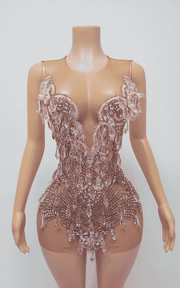 Sparkly Crystal Halter Rhinestone Cocktail Birthday Dress